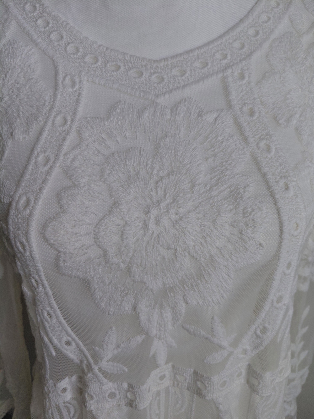Boho Lace Sheer Maxi Dress in White - Picture 2 of 12